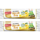 Koroplast Limon Kokulu Büzgülü Büyük Boy 65x70 cm Çöp Poşeti 10x2 Adet Sarı