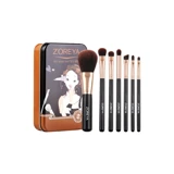 Zoreya 7'li Allık Eyeliner Far Makyaj Fırça Seti + Metal Kutu Siyah