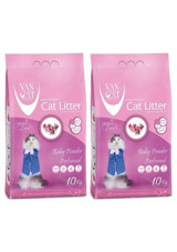 Van Cat Bebek Pudrası Kokulu Topaklanan Kalın Taneli Bentonit Kedi Kumu 2x10 lt