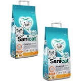 Sanicat Vanilya ve Mandalina Kokulu Topaklanan Kalın Taneli Bentonit Kedi Kumu 2x10 lt