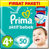 Prima Aktif Bebek 4 Numara Cırtlı Bebek Bezi 50 Adet