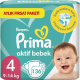 Prima Aktif Bebek 4 Numara Cırtlı Bebek Bezi 136 Adet
