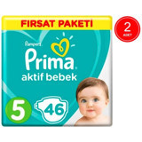Prima Aktif Bebek 5 Numara Cırtlı Bebek Bezi 2x46 Adet