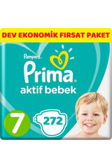 Prima Aktif Bebek 7 Numara Cırtlı Bebek Bezi 272 Adet