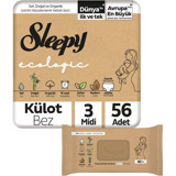 Sleepy Ecologic 3 Numara Organik Göbek Oyuntulu Külot Bebek Bezi 56 Adet