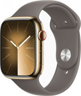 Apple Watch Series 9 Cellular Apple Uyumlu WatchOS Su Geçirmez 45 mm Fluoro Elastomer Kauçuk Kordon Kare Unisex Sim Kartlı Akıllı Saat Kahverengi