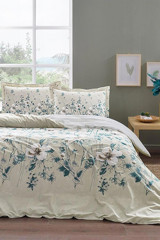 Özdilek Ranforce Kışlık 160 x 220 cm Çiçekli Tek Kişilik Nevresim Takımı Bej