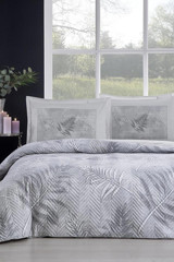 Özdilek Ranforce Kışlık 180 x 230 cm Yaprak Tek Kişilik Nevresim Takımı Gri
