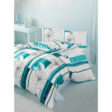 Komfort Home Ranforce Kışlık 160 x 220 cm Çiçekli Tek Kişilik Nevresim Takımı Beyaz Mavi