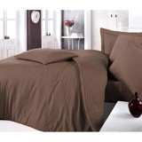 Clasy Saten Dört Mevsim 160 x 220 cm Çizgili Tek Kişilik Nevresim Takımı Kahverengi