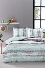Özdilek Ranforce Kışlık 160 x 220 cm Çizgili Tek Kişilik Nevresim Takımı Yeşil