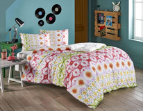 Taç Ranforce Dört Mevsim 160 x 220 cm Lastikli Desenli Tek Kişilik Nevresim Takımı Yeşil