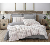 Cotton Box Pamuk Dört Mevsim 200 x 220 cm Şeritli Çift Kişilik Nevresim Takımı Gri