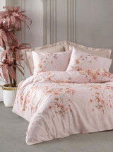 Cotton Box Saten Dört Mevsim 200 x 220 cm Çiçekli Çift Kişilik Nevresim Takımı Pembe