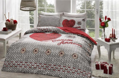 Özdilek Ranforce Kışlık 200 x 220 cm Kalp Çift Kişilik Nevresim Takımı Bej