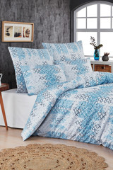 Mislina Home Pamuk Dört Mevsim 200 x 220 cm Mykonos Çift Kişilik Nevresim Takımı Mavi