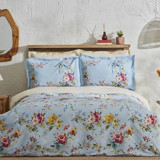 Karaca Home Pamuk Dört Mevsim 200 x 220 cm Çiçekli Çift Kişilik Nevresim Takımı Mavi