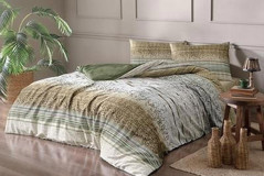 Özdilek Saten Kışlık 200 x 220 cm Çizgili Çift Kişilik Nevresim Takımı Yeşil