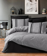 Cotton Box Ranforce Dört Mevsim 200 x 220 cm Çizgili Çift Kişilik Nevresim Takımı Gri Siyah
