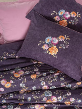 Cotton Box Pamuk Dört Mevsim 200 x 220 cm Çiçekli Çift Kişilik Nevresim Takımı Mor