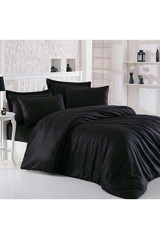 Mulberry Ranforce Dört Mevsim 200 x 220 cm Düz Çift Kişilik Nevresim Takımı Siyah