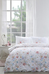 Özdilek Ranforce Kışlık 200 x 220 cm Çiçekli Çift Kişilik Nevresim Takımı Beyaz