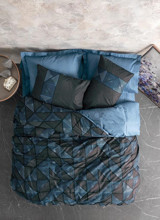 Cotton Box Pamuk Dört Mevsim 200 x 220 cm Ekoseli Çift Kişilik Nevresim Takımı Mavi Siyah