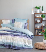 Cotton Box Ranforce Dört Mevsim 200 x 220 cm Çizgili Çift Kişilik Nevresim Takımı Lacivert Mavi