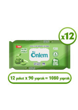 Önlem Aloe Vera 90 Yaprak 12'li Paket Islak Mendil
