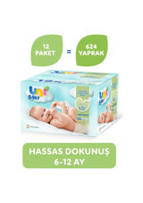 Uni Baby Hassas Dokunuş 52 Yaprak 12'li Paket Islak Mendil