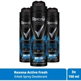 Rexona Temel Koruma Active Fresh Pudrasız Ter Önleyici Sprey Erkek Deodorant 3x150 ml