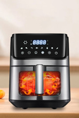 Robo H King Airfryer 6 lt Tek Hazneli Izgara Yapan Led Ekranlı Yağsız Sıcak Hava Fritözü Gri