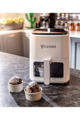 Yasomi Y35 Pro Airfryer 3.5 lt Tek Hazneli Izgara Yapan Led Ekranlı Yağsız Sıcak Hava Fritözü Beyaz