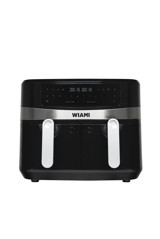 Wiami Airfryer 9 lt İki Hazneli Led Ekranlı Yağsız Sıcak Hava Fritözü Siyah