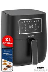 Goldmaster Preto Airfryer 5.7 lt Tek Hazneli Led Ekranlı Yağsız Sıcak Hava Fritözü Siyah