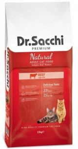 Dr.Sacchi Premium Sığır Etli Tahıllı Yetişkin Kuru Kedi Maması 15 kg