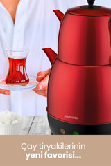 Karaca Çaysever 3 In 1 Konuşan Otomatik Cam Demlikli 1700 W Işıklı Plastik Gövdeli Rose Gold Çay Makinesi