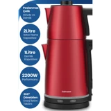 Karaca Berry Tea XL 2 In1 Çelik Demlikli 1700 W Çelik Gövdeli Beyaz Çay Makinesi