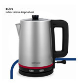 Karaca Berry Tea XL 2 In1 Çelik Demlikli 1700 W Çelik Gövdeli Pembe Çay Makinesi