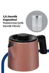 Karaca 1501 Cam Demlikli 1500 W Plastik Gövdeli Krem Turkuaz Çay Makinesi