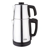 Lorenzo Blacktea Çelik Demlikli 1100 W Işıklı Çelik Gövdeli İnox Retro Çay Makinesi