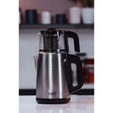 Nell Intense Çelik Demlikli 1650 W Işıklı Çelik Gövdeli İnox Retro Çay Makinesi