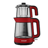 Arçelik CM 6964 K Resital Cam Demlikli 1900 W Işıklı Cam Gövdeli Kırmızı Çay Makinesi