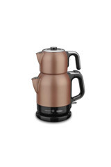 Korkmaz Otomatik Çelik Demlikli 1600 W Işıklı Çelik Gövdeli Rose Gold Retro Çay Makinesi