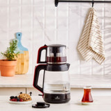 Karaca Glass Tea Xl 2 İn 1 Cam Demlikli 1900 W Işıklı Cam Gövdeli Kırmızı Siyah Çay Makinesi