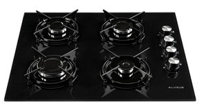 Alveus GLS 640 BL Siyah Cam 4 Gözlü Gazlı Ankastre Ocak