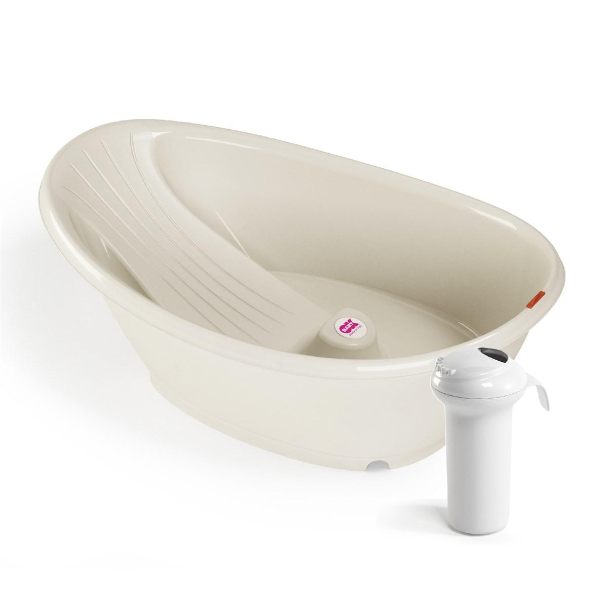 OkBaby Bella Oturaklı Beyaz Bebek Küveti  + Splash Bebek Duşu