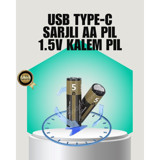 Zero Land Lvsqvr 1.5V Aa Şarjlı Lityum Pil | 1000+ Kez Şarj Edilebilir | Hızlı Type-C Şarj (2 Adet) - 1 Adet