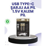 Zero Land Lvsqvr Type-C USB ile Hızlı Şarj Edilebilir Aa Kalem Pil | 1.5V Lityum | Çiftli Paket - 1 Adet