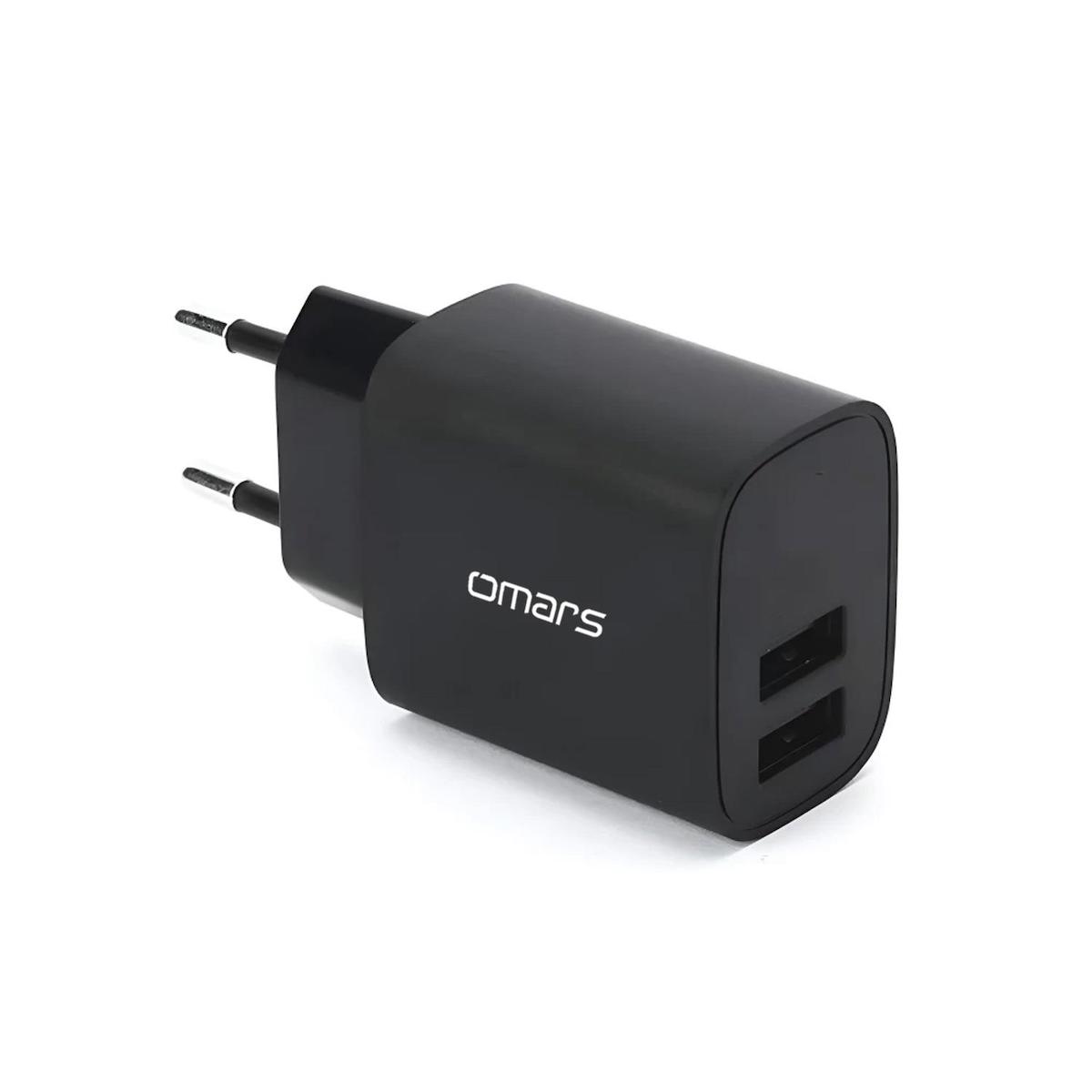 Omars Universal USB Kablolu 2.1 Amper Hızlı Şarj Aleti Siyah